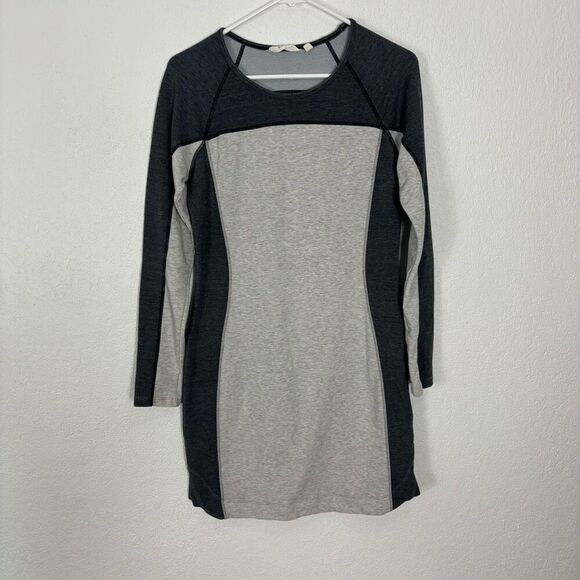 Athleta Dresses & Skirts - Athleta Light & Dark Grey Colorblock Long Sleeve Terry Cloth Sweater Dress Size